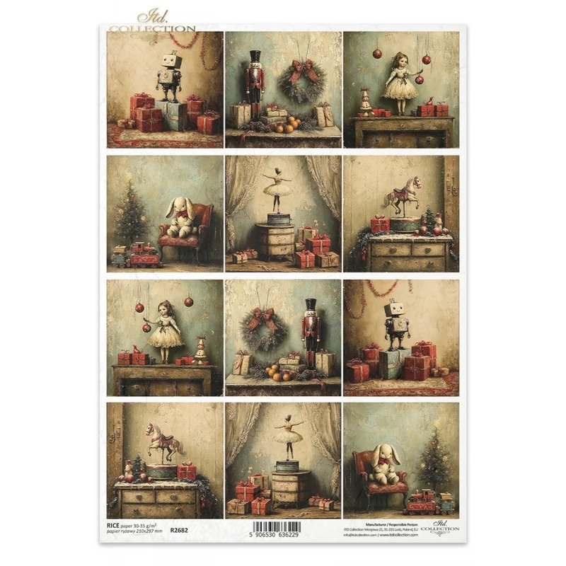 Rizspapír decoupage-hoz vintage ajándék figurák A4