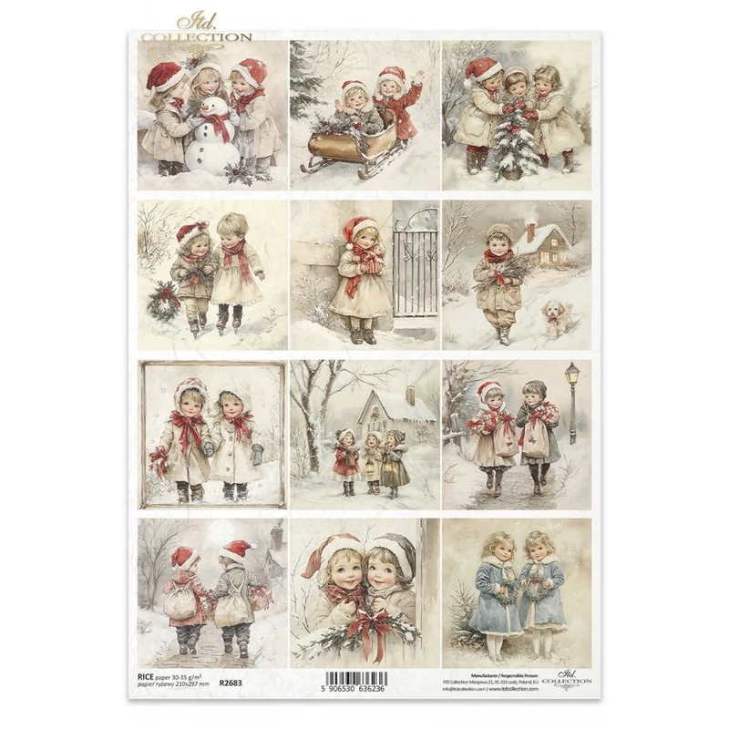 Rizspapír decoupage-hoz tél karácsony gyerekek A4