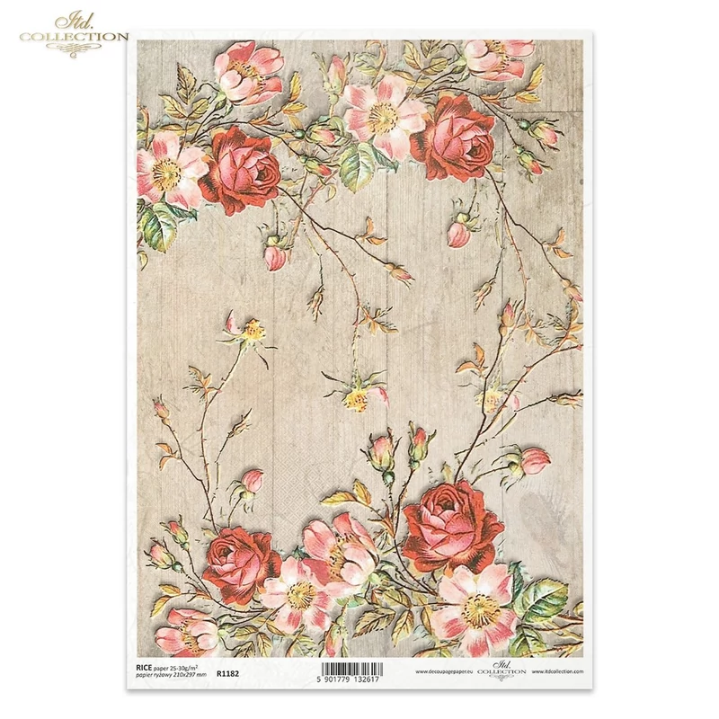 Rizspapír decoupage-hoz virág rózsa ITD-R1182