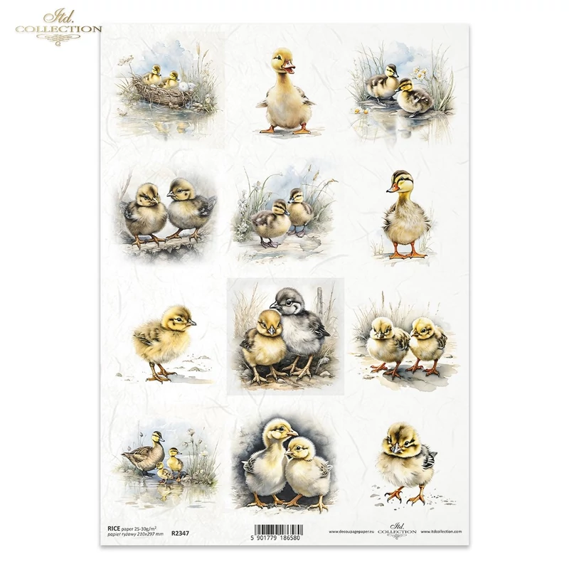 Rizspapír A4 decoupage-hoz kiscsibe kiskacsa