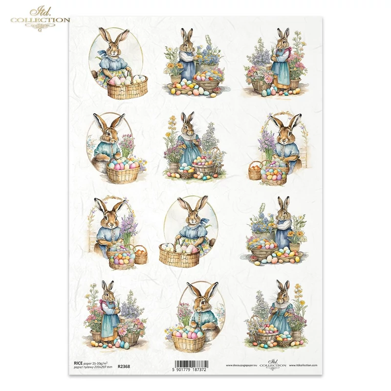 Rizspapír A4 decoupage-hoz nyuszis húsvét