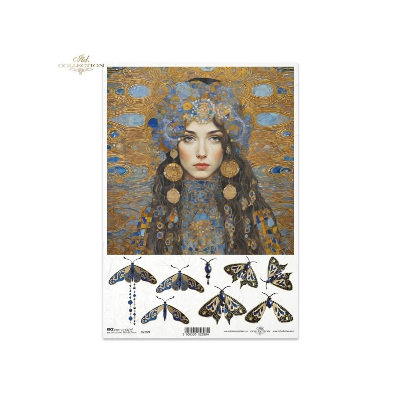 Rizspapír decoupage-hoz személy abszrakt pillangók A4