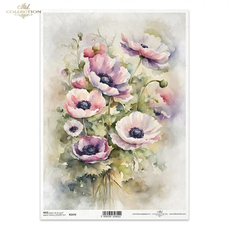 Rizspapír decoupage-hoz virág virágcsokor A4