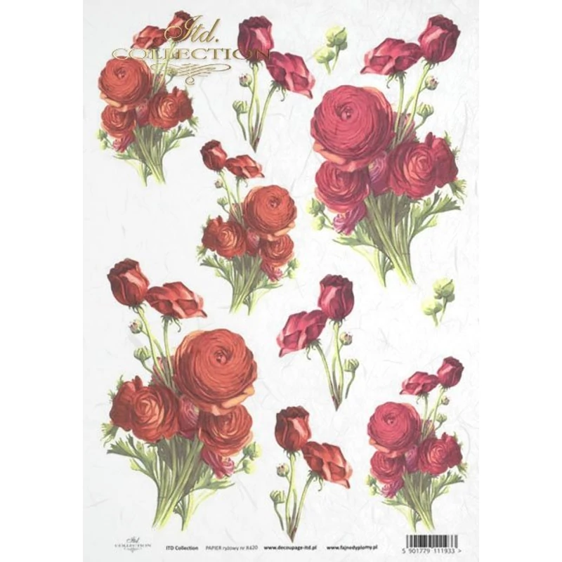 Rizspapír decoupage-hoz rózsák A4