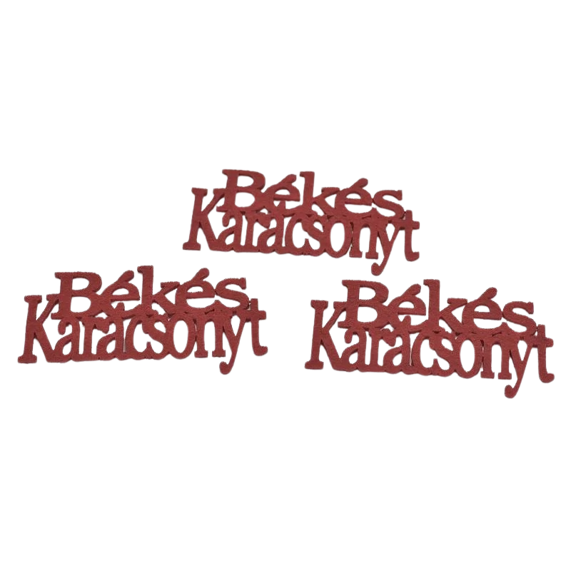 Filc - "Békés Karácsony" felirat  piros 3db/csomag