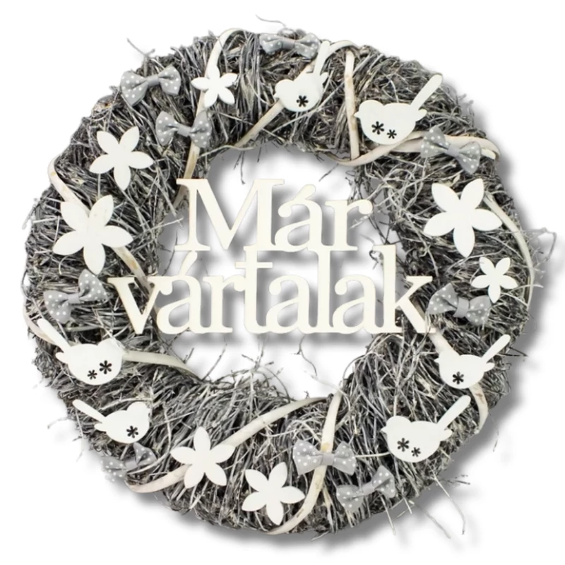 Ajtókopogtató "Már vártalak"  30cm - Kosárbolt.hu
