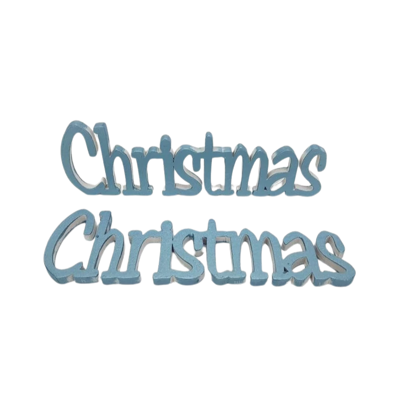 Christmas felirat metál kékezüst 15cm 2db/csomag