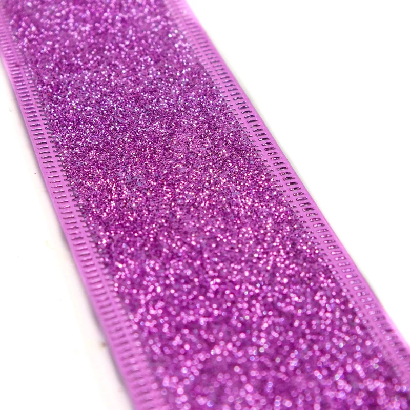 Karácsonyi szalag glitteres - lila, drótos szegéllyel