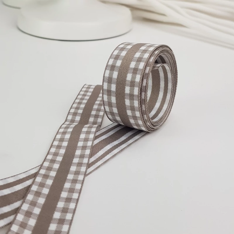 Kétoldalas textil szalag 2,5cm*2m vintage barna