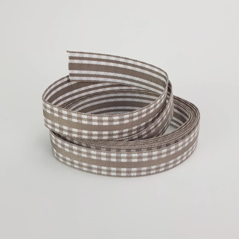 Kétoldalas textil szalag 1,5cm*2m vintage barna