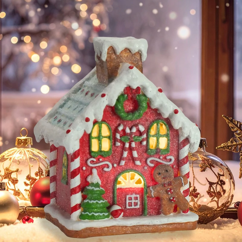  Mézeskalács házikó kéményes világítós-zenélős  