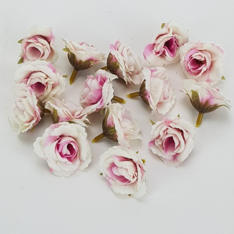 Fodros mini rózsafej cirmos pink 4cm 15db/csomag