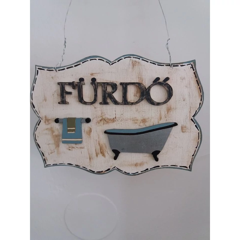 Natúr fa - Fürdő tábla 19x13,5cm