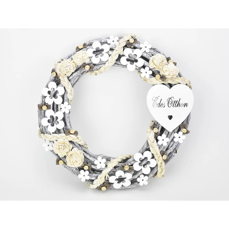 Fa - "Édes otthon" szív fehér 10cm