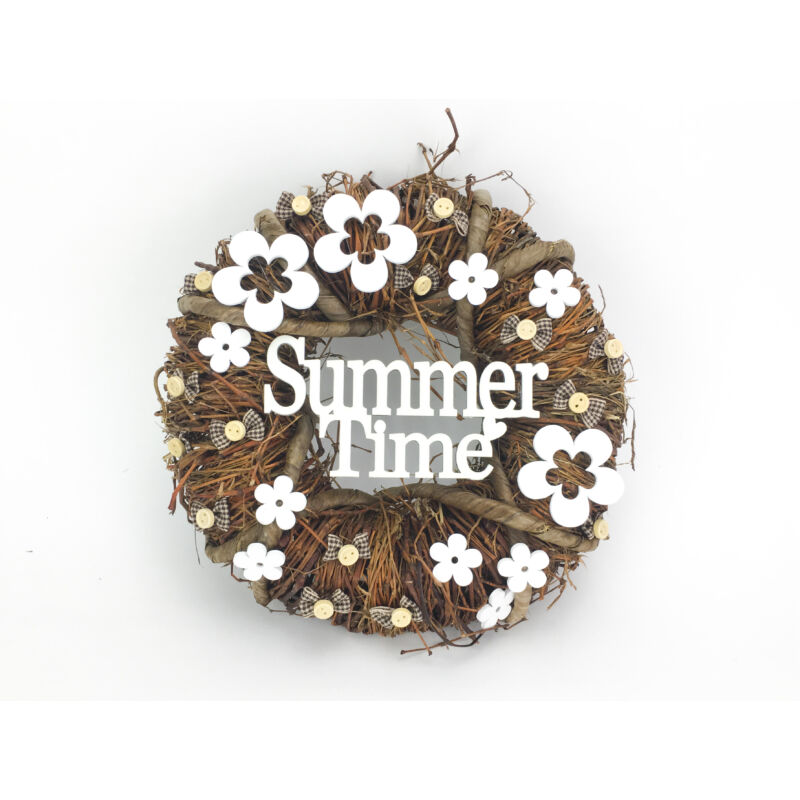 Natúr fa - "Summer Time" felirat koszorúra 7x14cm
