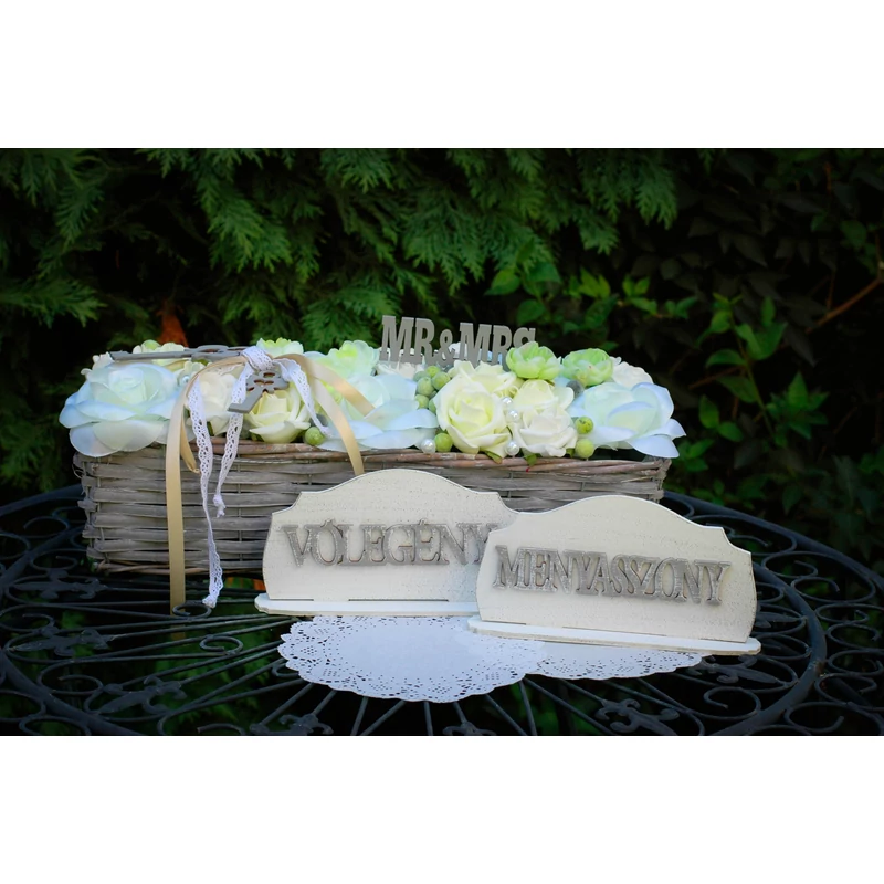 Natúr fa - "Menyasszony Vőlegény" felirat szett