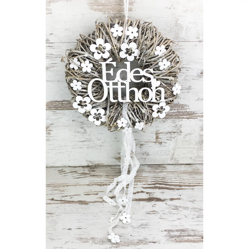 Natúr fa - "Édes Otthon" felirat koszorúra 11,5x20cm