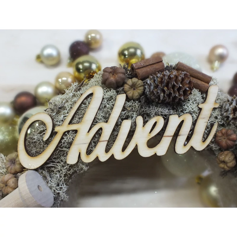 Natúr fa - "Advent" felirat 2db/csomag