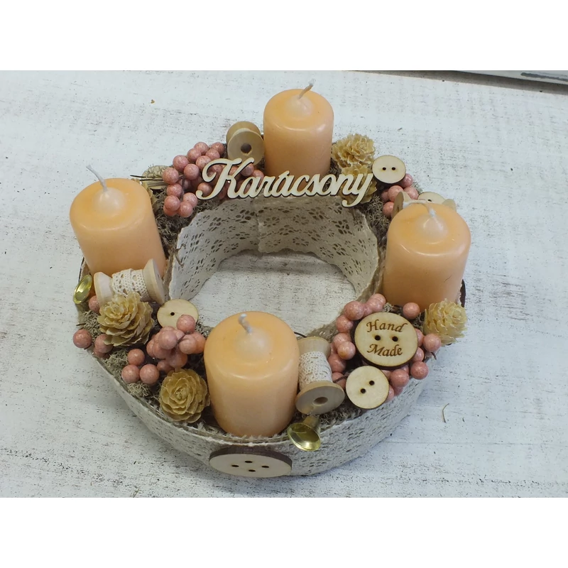 Natúr fa - "Hand made " gomb 3cm 10db/csomag